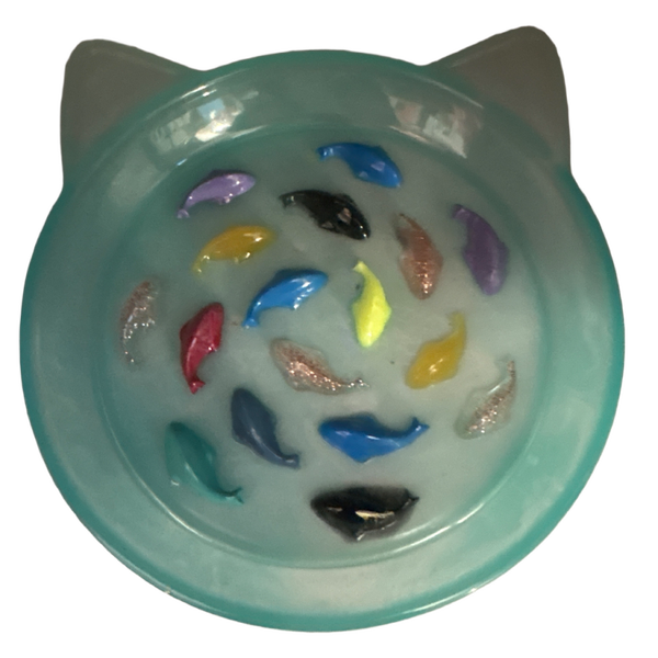 Gamelle anti-glouton en résine – Bol ludique pour chien & chat – Vide-poche design fait main