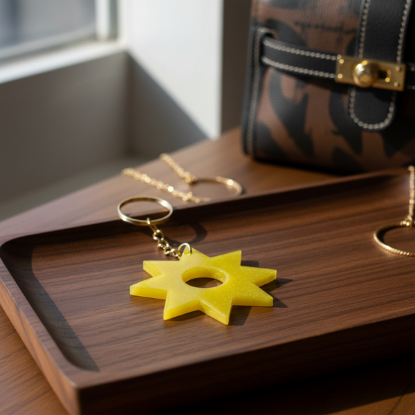 Porte-clés en résine étoile – Fait main & original- réf 252