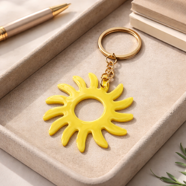 Porte-clés en résine jaune  – Création artisanale - réf 270