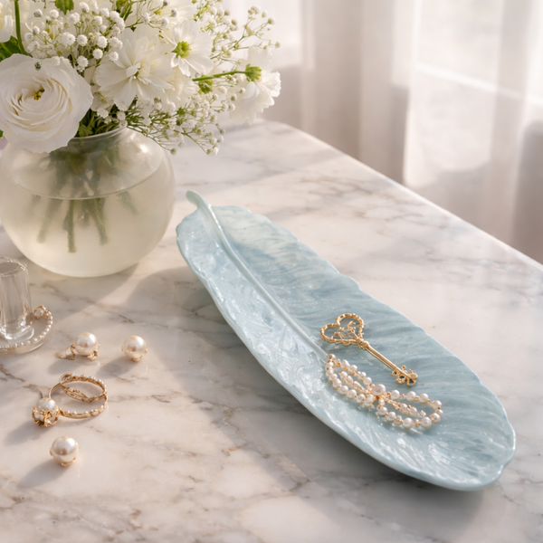 Vide-poche Feuille – Résine Bleu Clair - réf 288