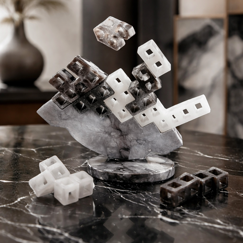 Jeu d'adresse décoratif en résine – Design géométrique – Création artisanale - réf 293