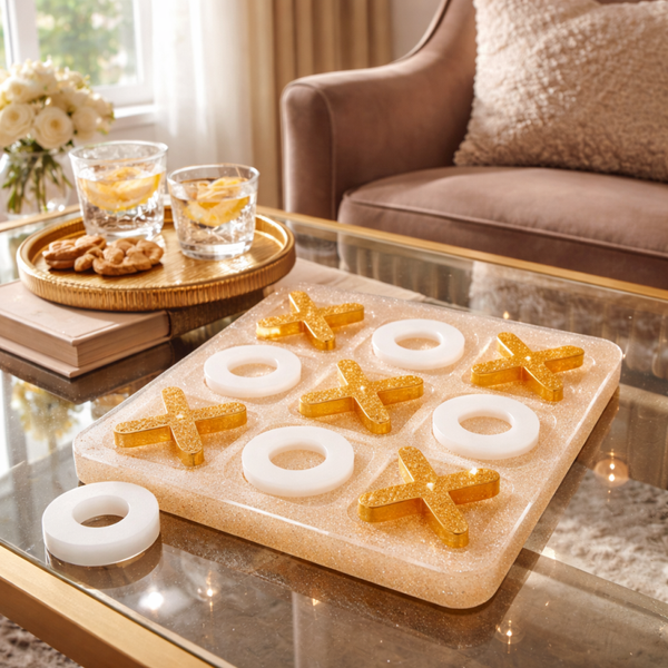 Jeu de Morpion Décoratif – Résine Pailletée - réf 299