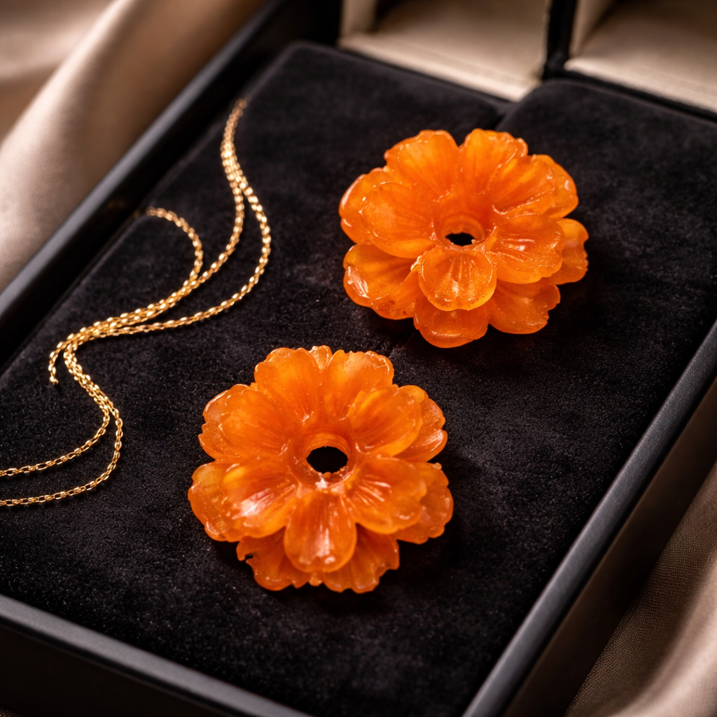 Pampilles boucles d'oreille fleur orange - réf 308