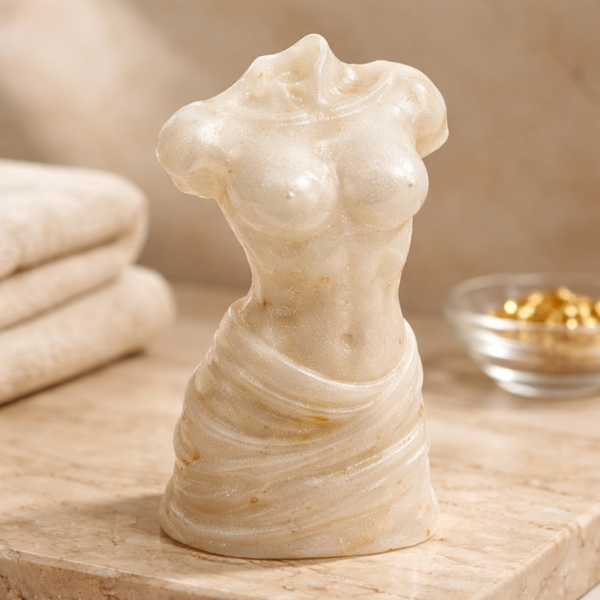 Buste masculin décoratif en résine – Effet nacré & touches dorées   - réf 318