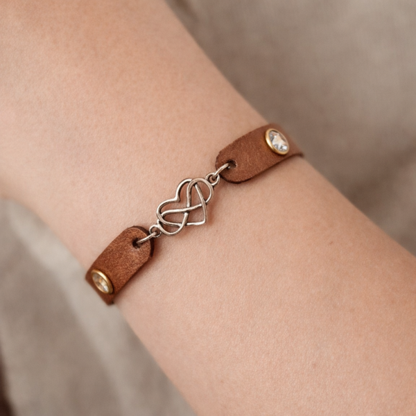 Bracelet coeur et infni en brun