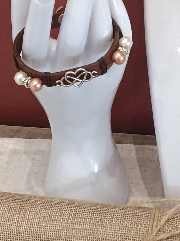 Infini coeur cuir brun