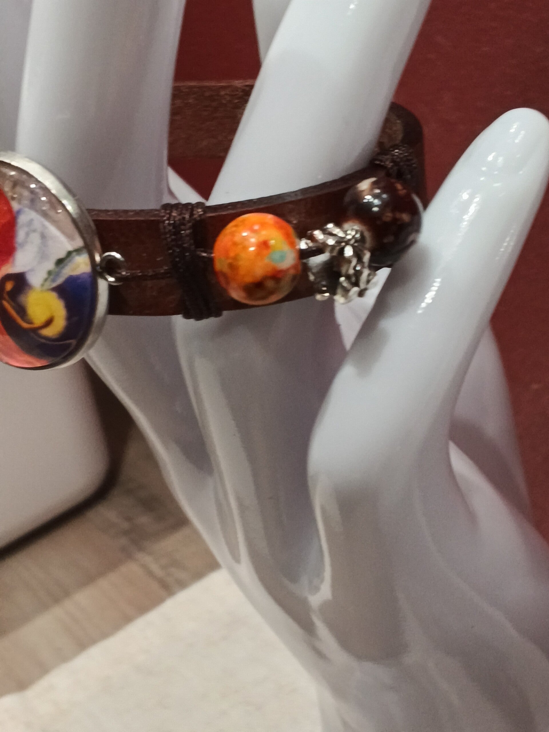 Bracelet ying yang orangé