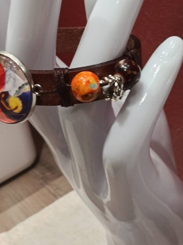 Bracelet ying yang orangé