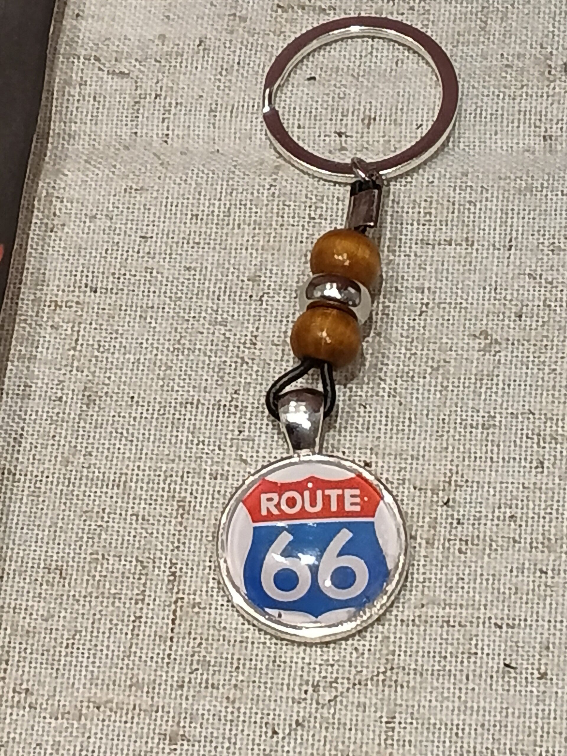 Porte clés Route 66 acier
