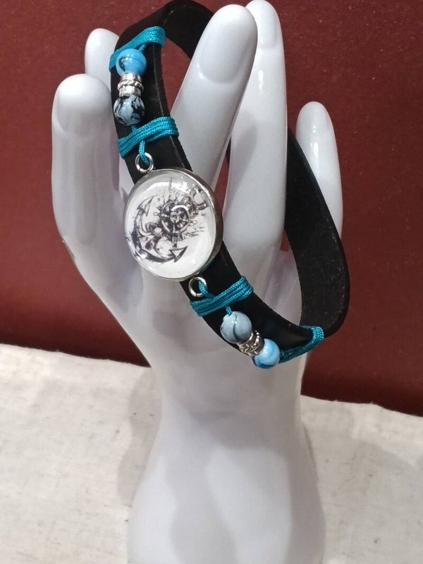 Bracelet cabochon Encre de bateau