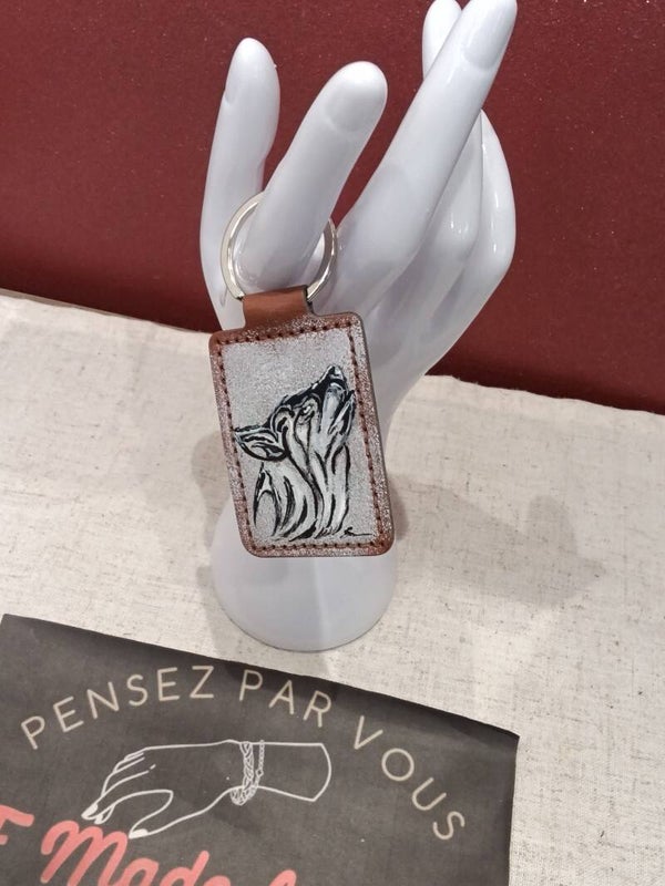Porte clefs  peinture loup