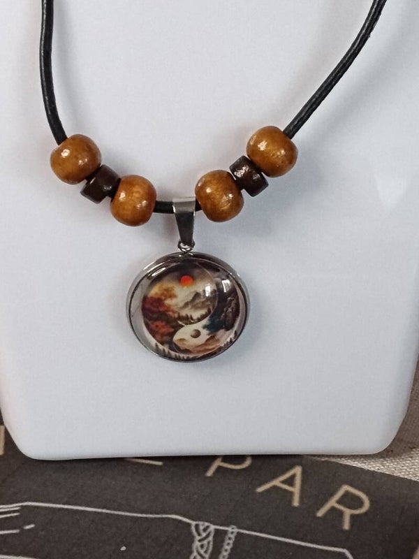 Collier ying yang version bois