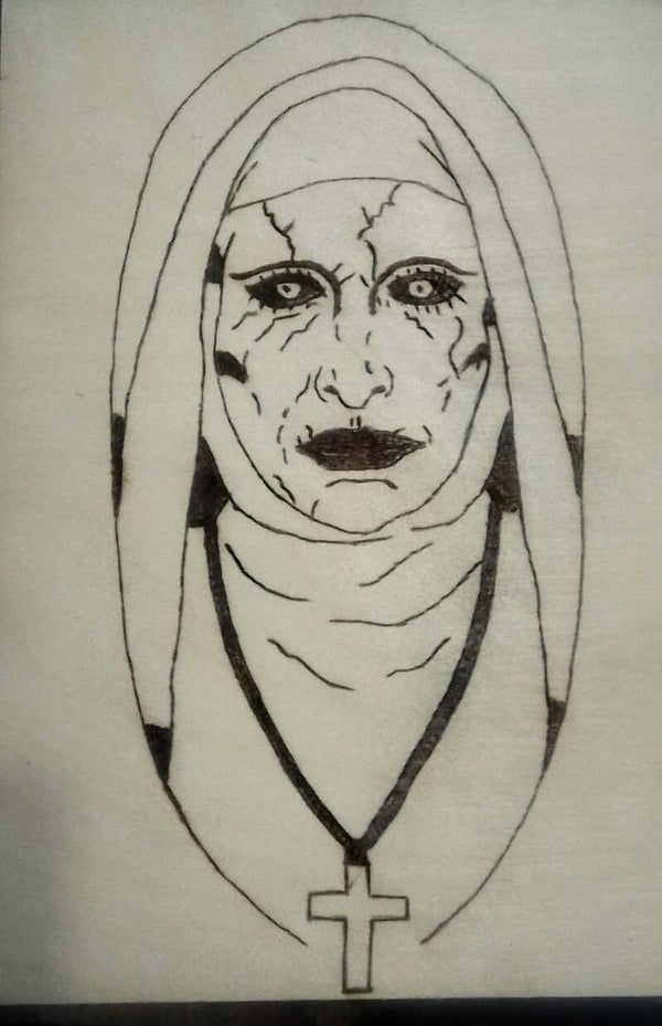 La Nonne – Pyrogravure sur bois