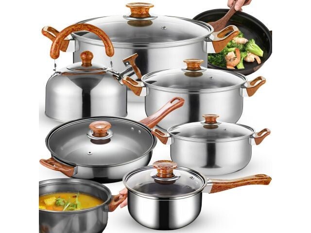 Retoo Topfset Edelstahl 12-teilig