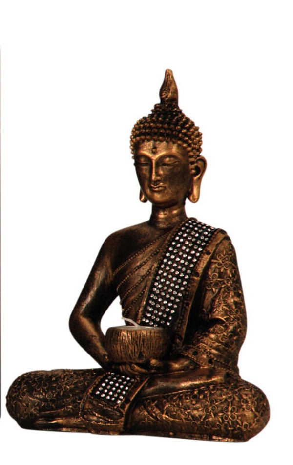 Buddha mit Teelichthalter kupferfarben – gratis Versand!