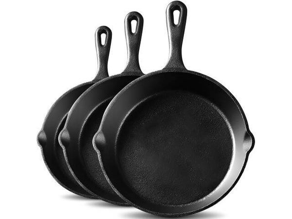 3 x Gusseisernes Bratenpfannen Set
