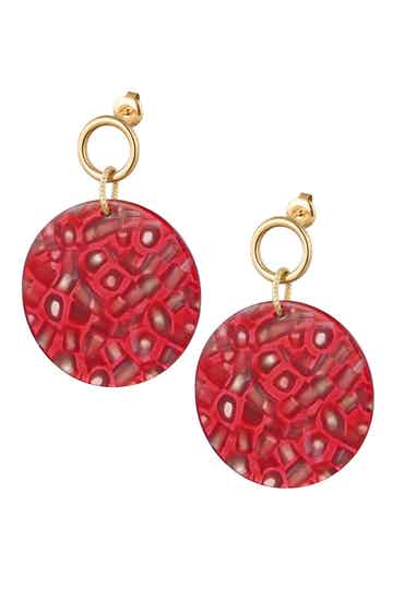 Oorbel Cirkel Rood- Goud
