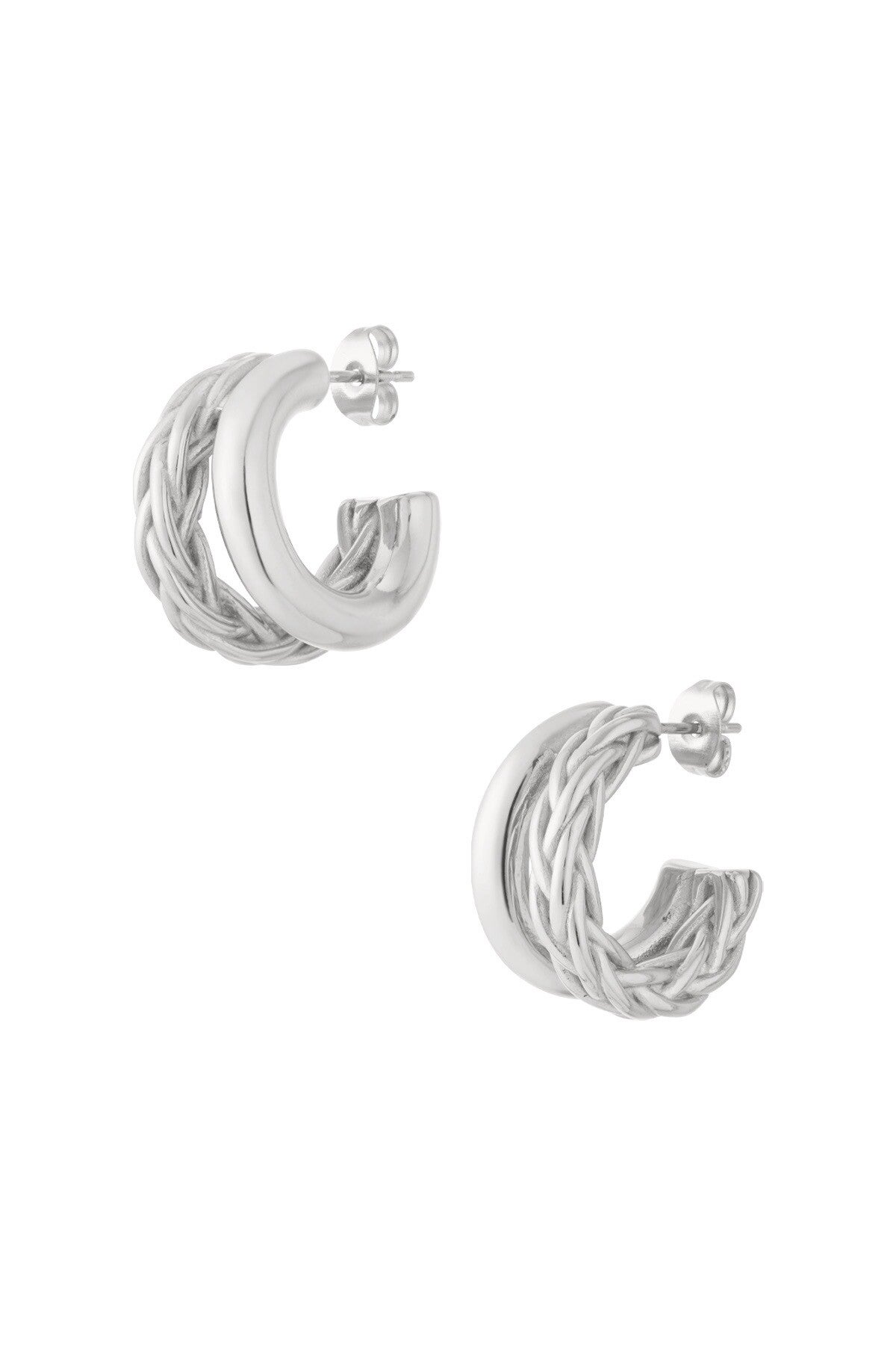 Double Braided Hoops Zilver