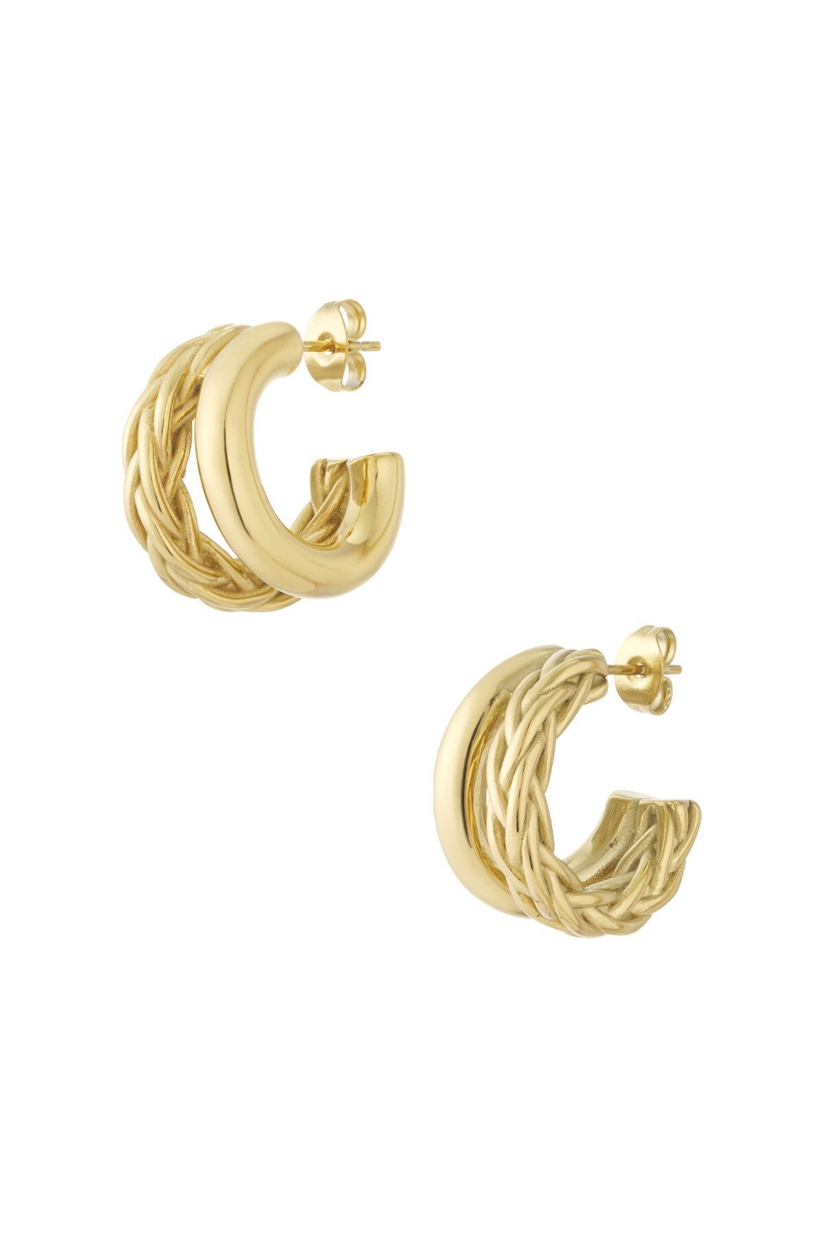 Double Braided Hoops Goud