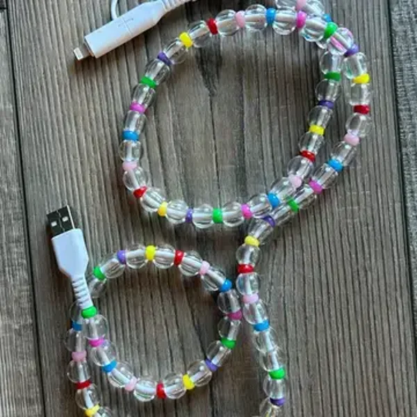 Beaded Phone Charger with Lightning & Usb-C Cable