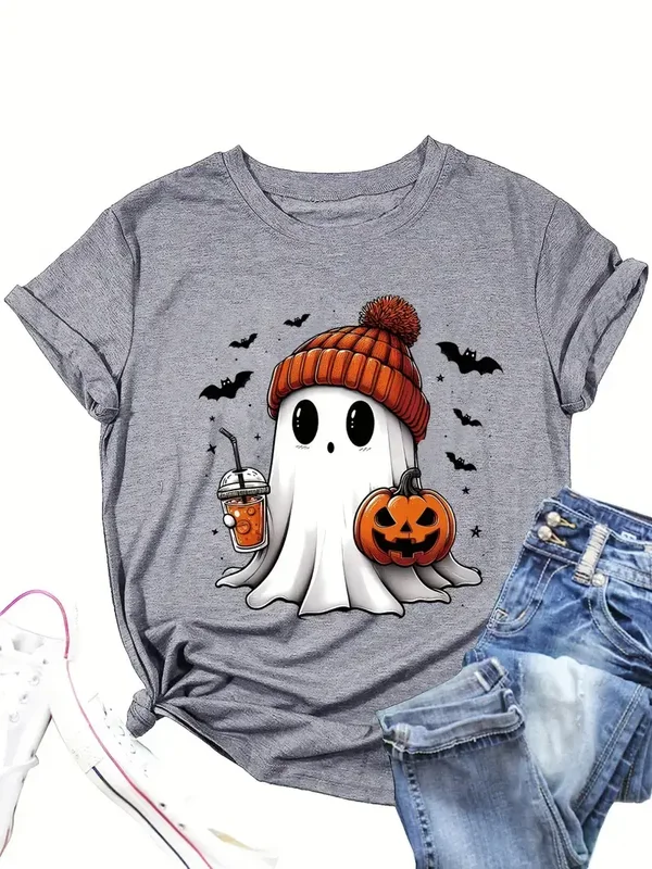 Ghost/Halloween Women Graphic Tshirt
