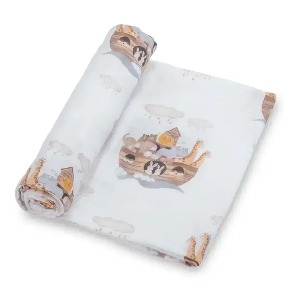 Baby Muslin Swaddle Blanket 47x47 Noah's Ark