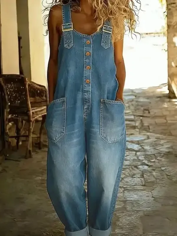 Washed Denim Overalls