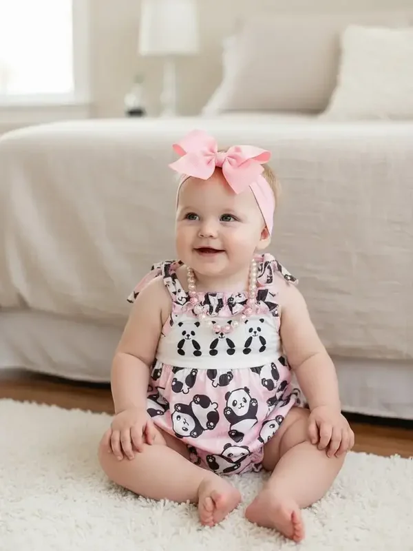 Embroidered Panda Baby Bodysuit with snaps