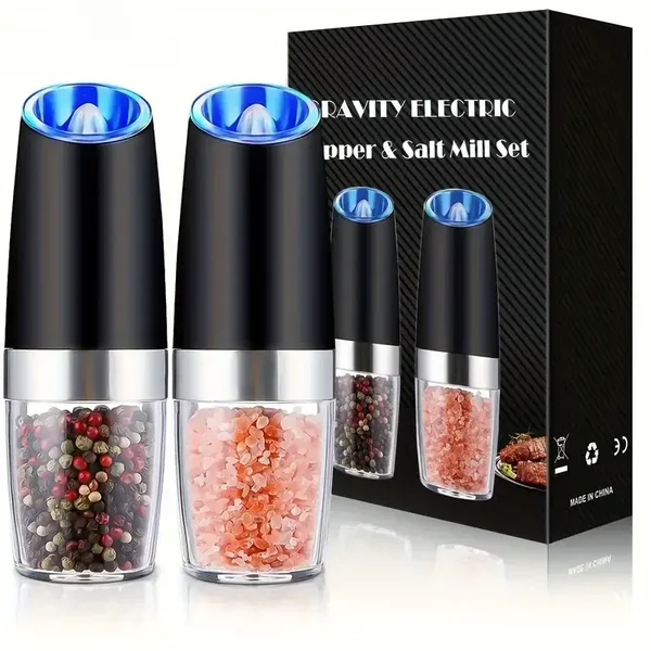 2PC Automatic Gravity powered electric Salt and Pepper Grinder
