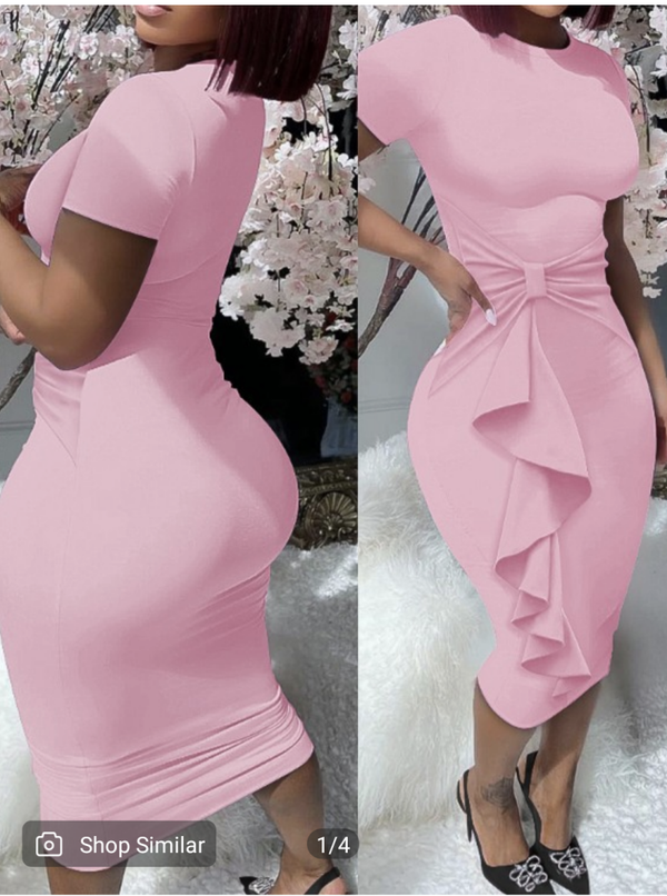 Pink Roushing Dress