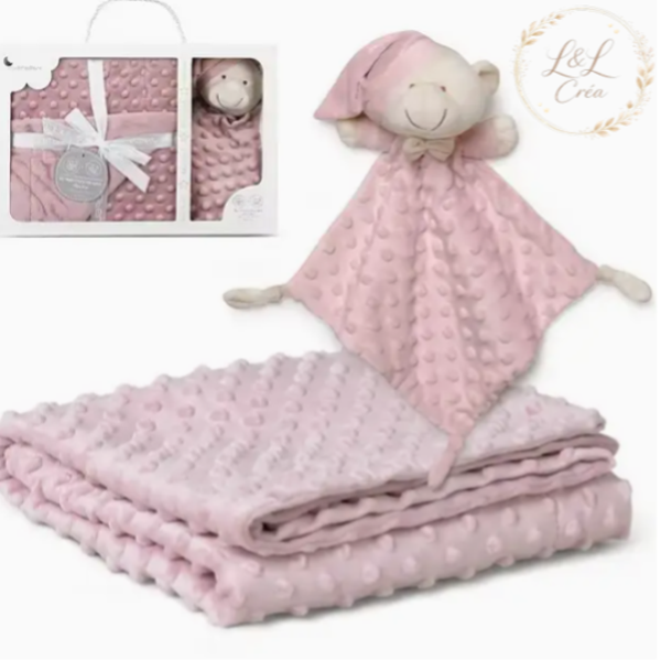 Ensemble couverture d'attachement avec doudou brodé