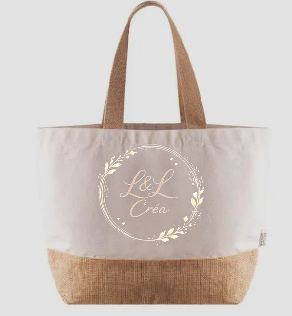 Sac à base en jute avec longue anse