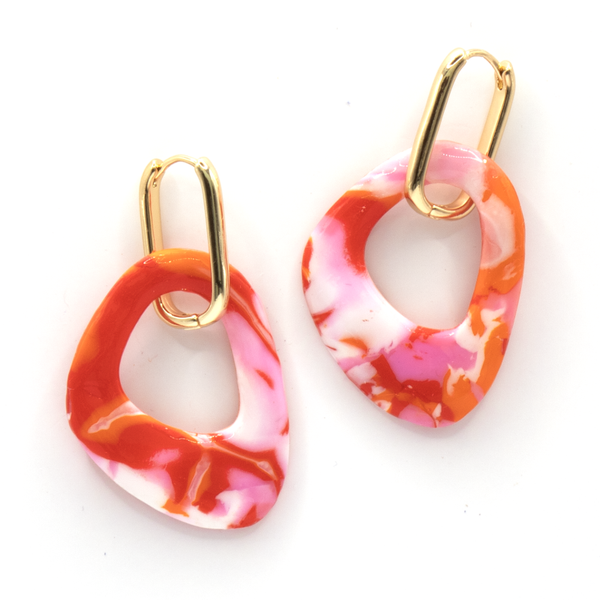 Oorbel Triangel Groot Multi Color Flamed