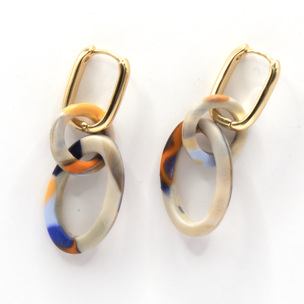 Oorbel Schakel Beige/Color