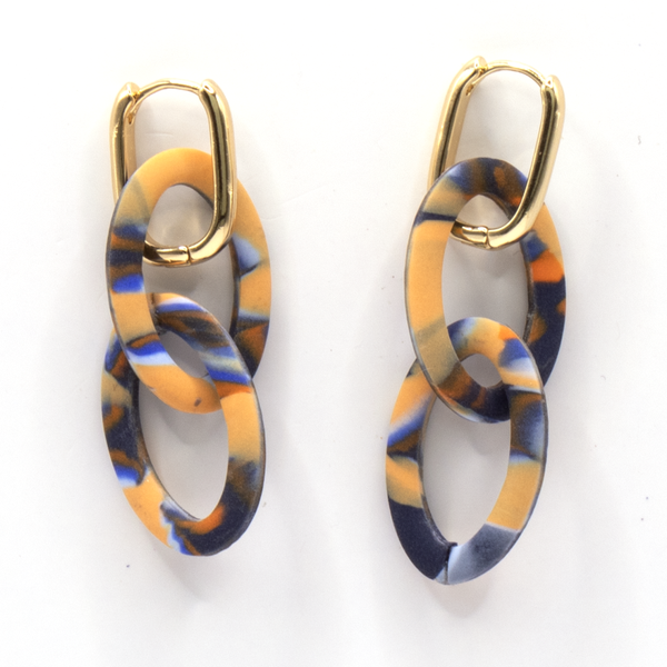 Oorbel Schakel Blauw/Oranje