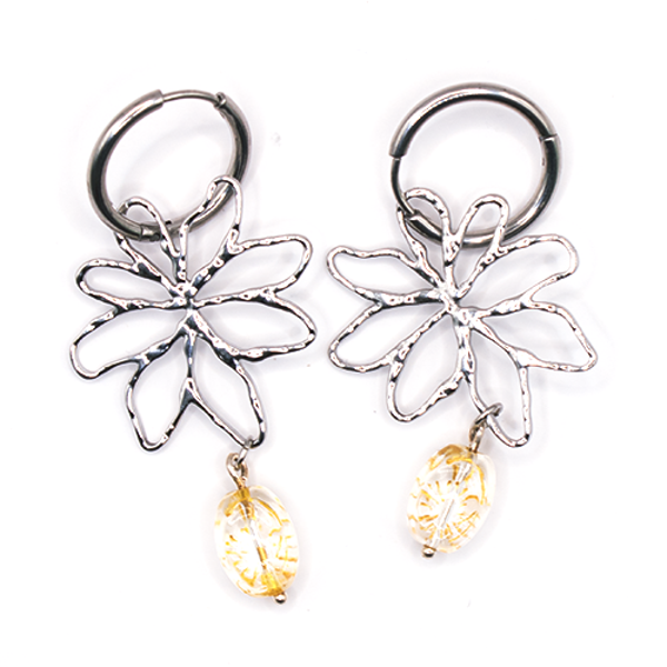 Oorbel zilver flower power