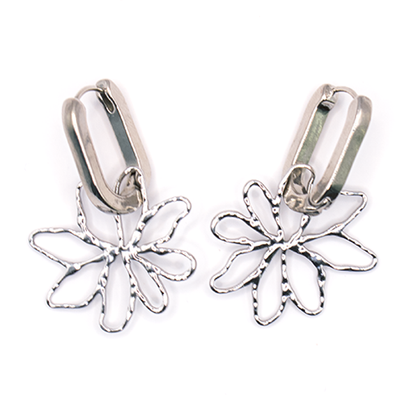 Oorbel zilver Flower
