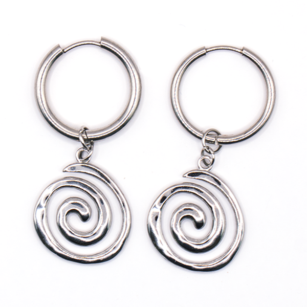 Oorbel zilver round about