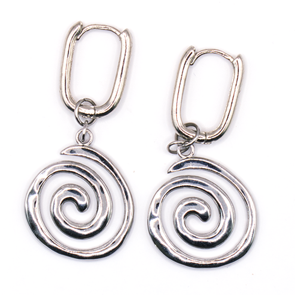 Oorbel zilver flower rechthoekig