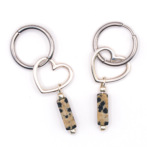 Oorbel zilver heart of stone