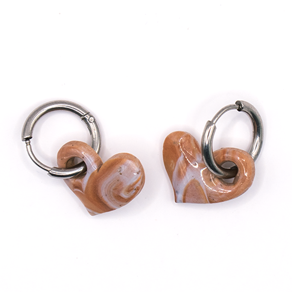 Oorbel zilver fimo hart