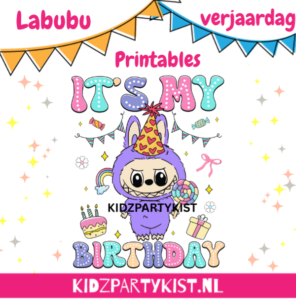 Labubu verjaardag printables