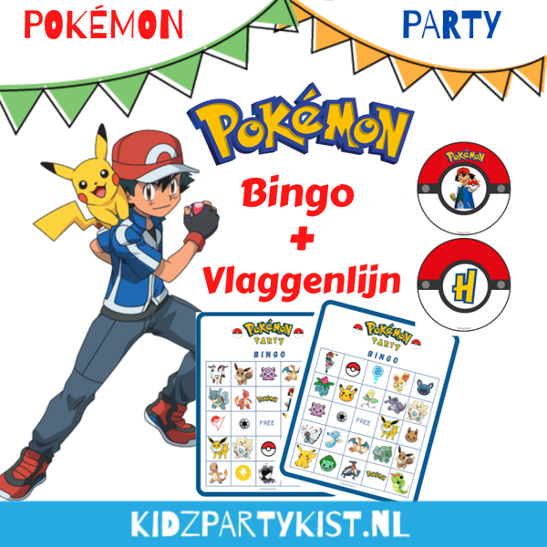 Pokémon bingo spel en vlaggenlijn