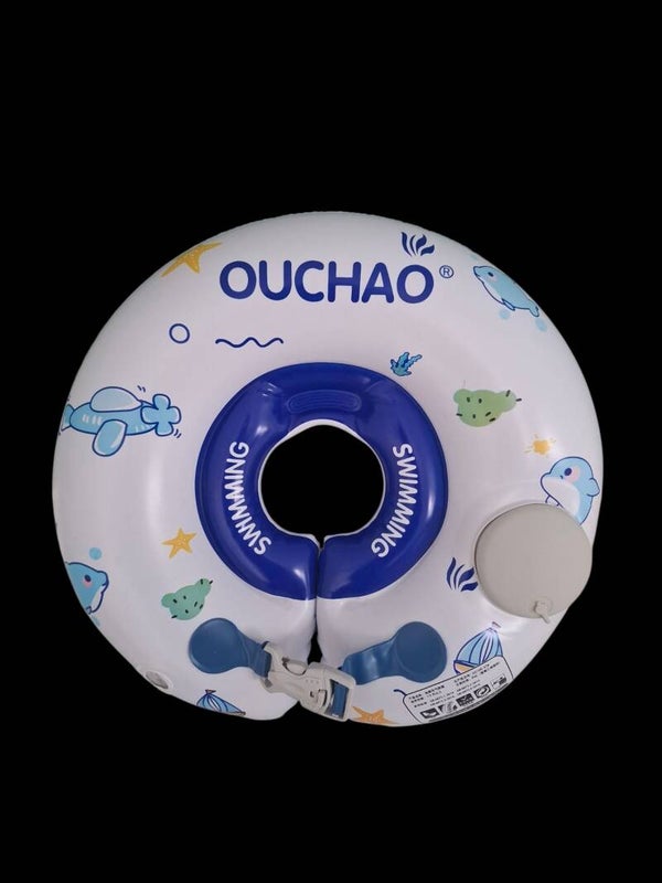 Opblaasbare nekfloat blauw met geïntegreerde handpomp