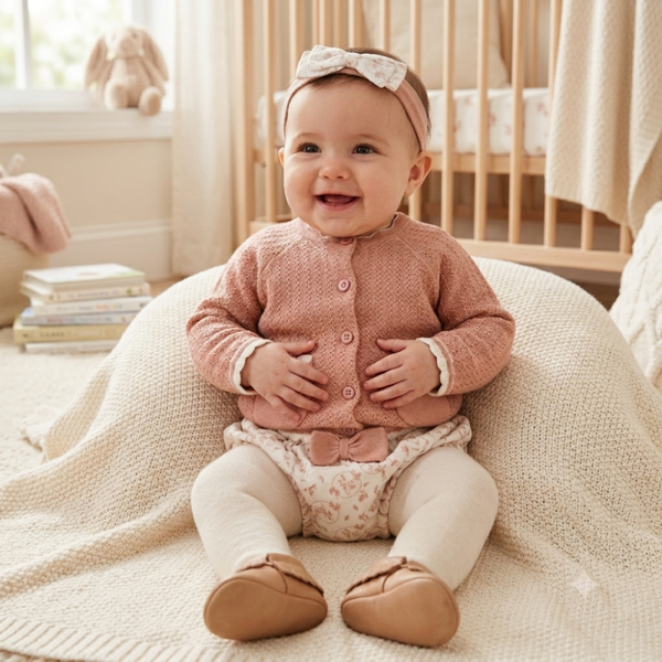 Knitted Cardigan, Bloomers and Tights Set
