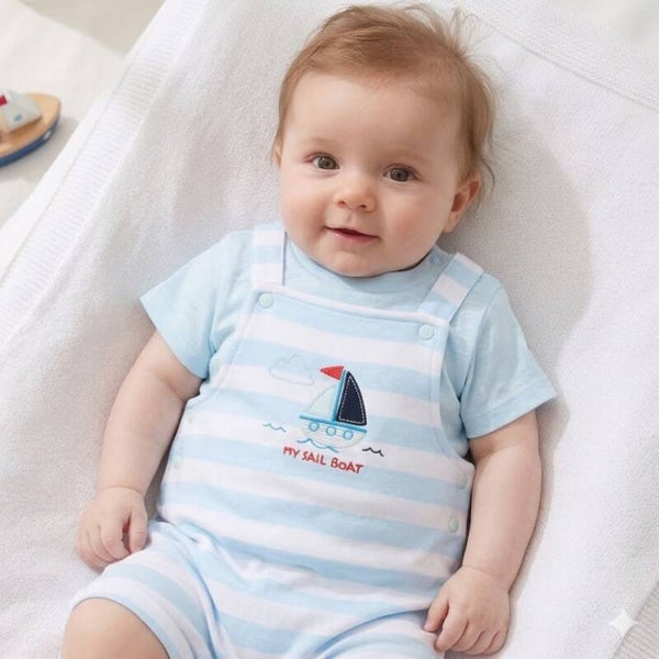 Baby Boy Sailor Dungaree & T-Shirt Set