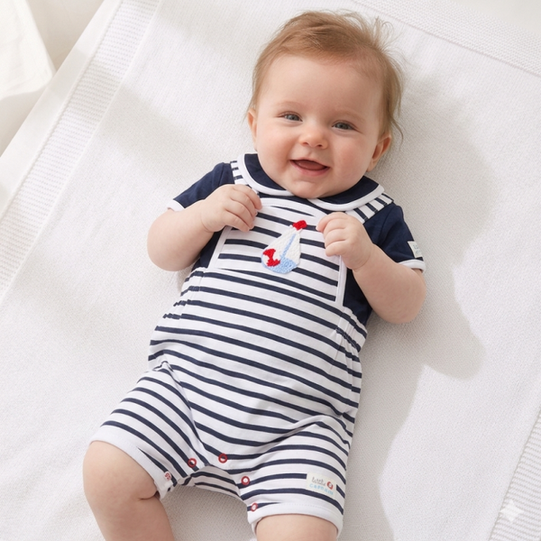 Little Captain Nautical Striped Romper