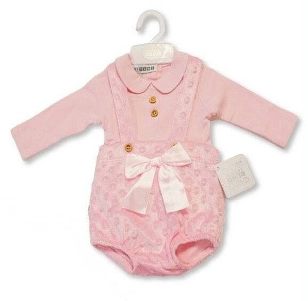 2pc Bow Short Dungaree Set