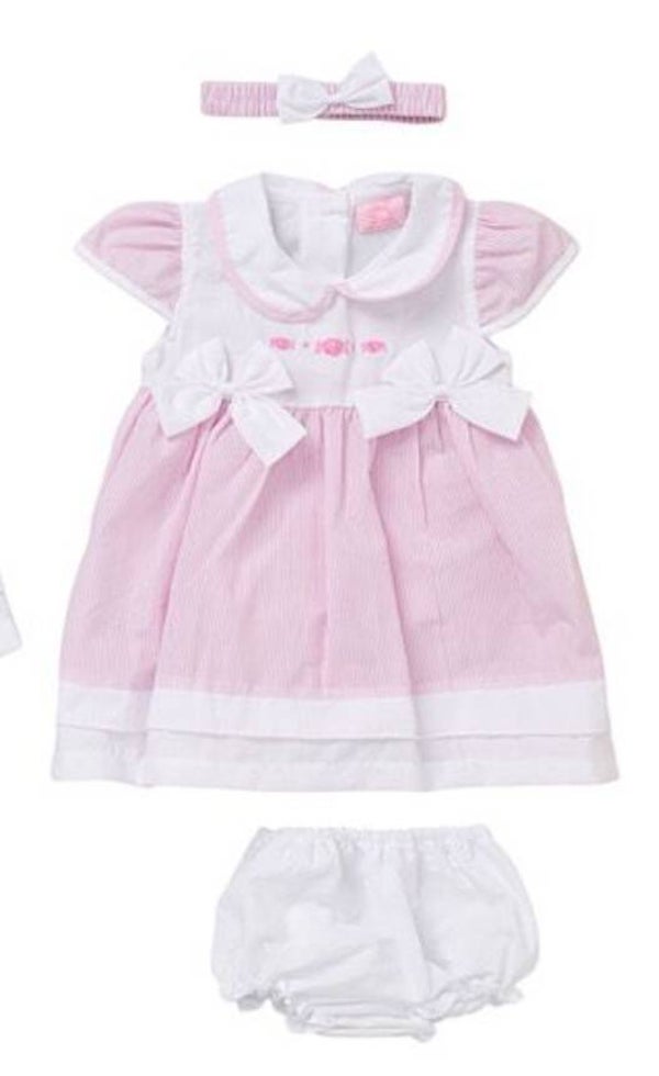 Pink Bow Smock Dress & Jam Pants Set