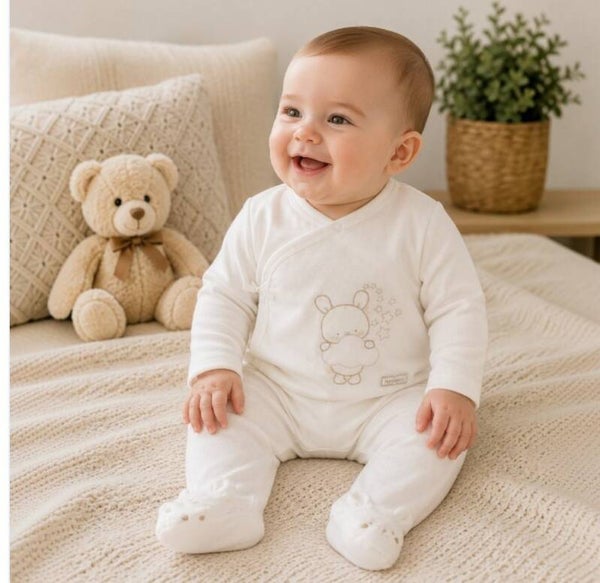 Baby Bunny Ivory 2-piece Footed outfit